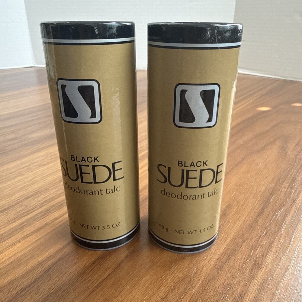“2” Avon Black Suede Deodorant TalcBody Powder for Men, White, 3.5 oz Vintage ￼